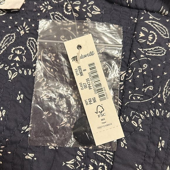 Madewell Quilted Sweetheart Crop Top In Night Blue Blue NWT Size 8 Style NM389 - Picture 8 of 9